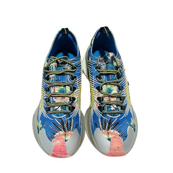 Gucci Run 12/ US 12.5 Knit Low Top Sneakers Blue Floral Print Shoes NIB $920 - Picture 1 of 11